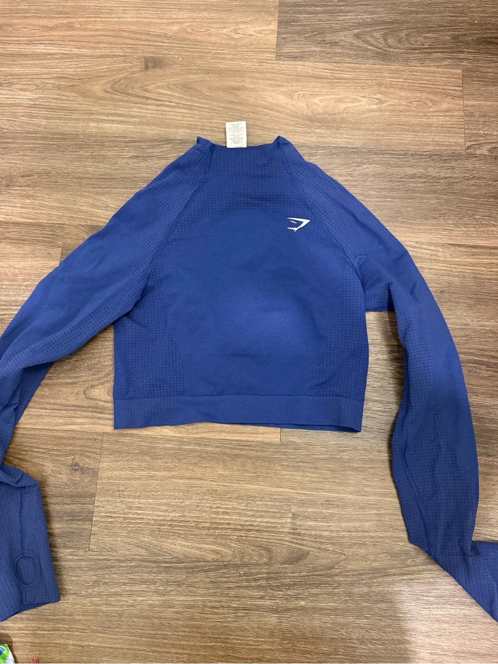 Gymshark Blue Cropped Active Long Sleeve Top